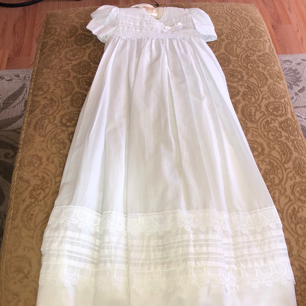 Little Things Mean a Lot traditional long Christening gown with bonnet - Cotton